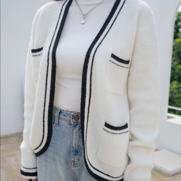 DAZY Waffle Knit Soft Cardigan with Pockets - Picture 2 of 3